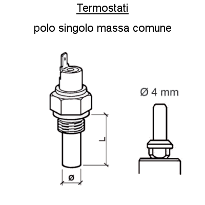 Termostato sensore VDO Veratron, M14 x 1,5 - ø mm 10, L mm 29 - 1/2"- 14 NPTF